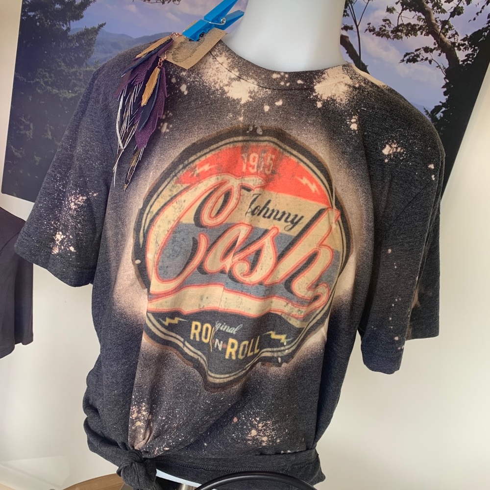 Johnny cash rock n roll bleached t
